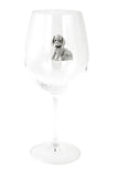 Large 18 Ounce Wine Glass with Silver Labrador Dog Rhinestone Emblem