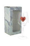 Large 18 Ounce Wine Glass with Red Heart Emblem