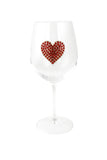 Large 18 Ounce Wine Glass with Red Heart Emblem