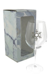 Large 18 Ounce Wine Glass with  Silver Snowflake Emblem