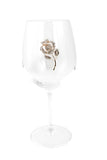Large 18 Ounce Wine Glass with Rose Gold Rose Emblem