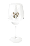 Large 18 Ounce Wine Glass with Gold and Silver Bow Emblem