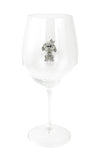 Large 18 Ounce Wine Glass with Silver Dog & Bow Emblem