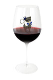 Large 18 Ounce Wine Glass with Silver & Blue Cat Emblem