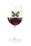 Large 18 Ounce Wine Glass with Gold Butterfly Emblem