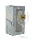 Large 18 Ounce Wine Glass with Gold Butterfly Emblem