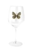 Large 18 Ounce Wine Glass with Gold Butterfly Emblem