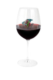 Large 18 Ounce Wine Glass with Multicolored Fish Emblem