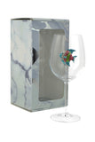Large 18 Ounce Wine Glass with Multicolored Fish Emblem
