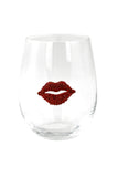 Large 18 oz Stemless Wine Glass with Red Lips Jewels