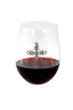 Large 18 oz Stemless Wine Glass with Silver Cross Jewels