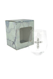 Large 18 oz Stemless Wine Glass with Silver Cross Jewels