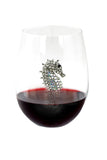 Large 18 oz Stemless Wine Glass with Seahorse Jewels