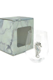 Large 18 oz Stemless Wine Glass with Seahorse Jewels