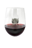 Large 18 oz Stemless Wine Glass Silver Owl Jewels