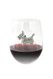 Large 18 oz Stemless Wine Glass Terrier Dog Jewels