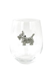 Large 18 oz Stemless Wine Glass Terrier Dog Jewels