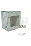 Large 18 oz Stemless Wine Glass with Love Sign Jewels