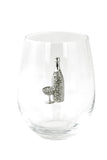 Large 18 oz Stemless Wine Glass with Wine Bottle & Glass Jewels
