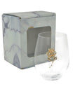 Large 18 oz Stemless Wine Glass with Gold Rose Jewels