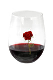 Large 18 oz Stemless Wine Glass with Red Rose Jewels