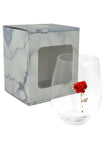 Large 18 oz Stemless Wine Glass with Red Rose Jewels
