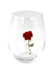 Large 18 oz Stemless Wine Glass with Red Rose Jewels