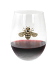 Large 18 oz Stemless Wine Glass with Gold Bee Jewels