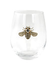 Large 18 oz Stemless Wine Glass with Gold Bee Jewels