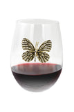 Large 18 oz Stemless Wine Glass with Butterfly Jewels