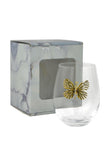 Large 18 oz Stemless Wine Glass with Butterfly Jewels