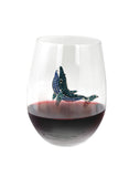 Large 18 oz Stemless Wine Glass with Blue Whale Jewels