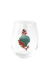 Large 18 oz Stemless Wine Glass with Sea Shell & Coral Jewels