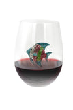 Large 18 oz Stemless Wine Glass with Multicolored Fish Jewels