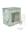 Large 18 oz Stemless Wine Glass with Gold Cat Jewel