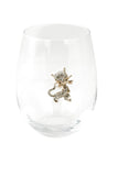 Large 18 oz Stemless Wine Glass with Gold Cat Jewel
