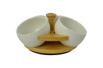 Threestar Whiteware Ceramic Dip Bowls on Lazy Susan