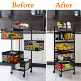 4 Tier 360 Degree Rotating Metal Storage Rack w/ Swing Out Shelves