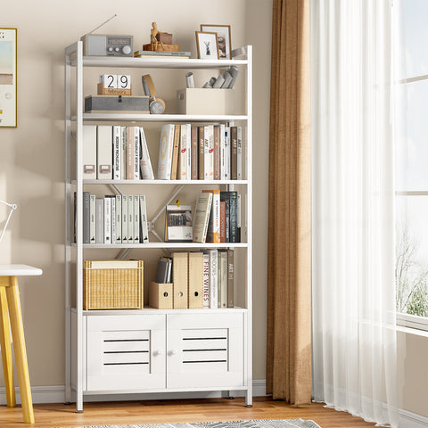 White 5 Tier Bookshelf Storage Organizer