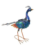 Peacock with LED Lights Outdoor Garden Statue Decoration 25" Tall in Purple and Blue