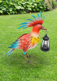 Parrot with Lantern Outdoor Garden Statue 17" in Red Blue and Yellow