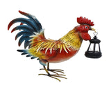 Rooster with Lantern Outdoor Garden Statue 17" in Red Blue and Yellow