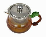 Glass Teapot with Removable Metal Infuser 9 oz Stovetop Safe Loose Leaf Clear Tea Maker