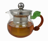 Glass Teapot with Removable Metal Infuser 9 oz Stovetop Safe Loose Leaf Clear Tea Maker