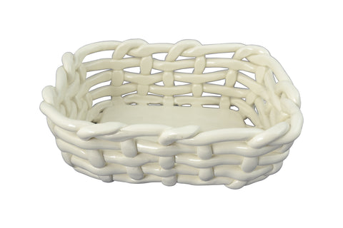 Capodimonte 9" Inch Spaghetti Style Ceramic Rectangular Basket