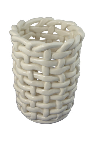 9" Inch Capodimonte Spaghetti Style Ceramic Vase