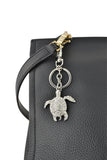 Keychain Charm Jeweled with Rhinestones - Sea Turtle in Silver