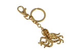 Keychain Charm Jeweled with Rhinestones - Octopus in Gold