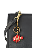Keychain Charm Jeweled with Rhinestones - Fish Gold & Red