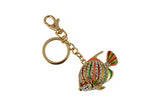 Keychain Charm Jeweled with Rhinestones - Fish Gold